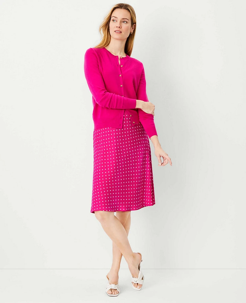 Ann Taylor Petite Dotted Slip Skirt Hot Pink Poppy Women's