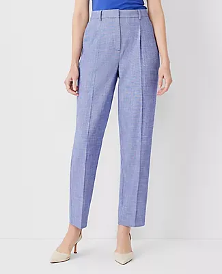 Ann Taylor The High Rise Pleated Taper Pant Cross Weave