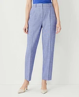 Ann Taylor The High Rise Pleated Taper Pant Cross Weave Azurine Blue Women's