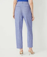 Ann Taylor The High Rise Pleated Taper Pant Cross Weave Azurine Blue Women's