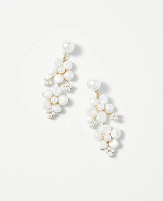 Ann Taylor Studio Collection Pearlized Flower Cluster Statement Earrings Ivory Women's