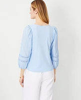 Ann Taylor Petite Crochet Trim Sleeve Top Women's