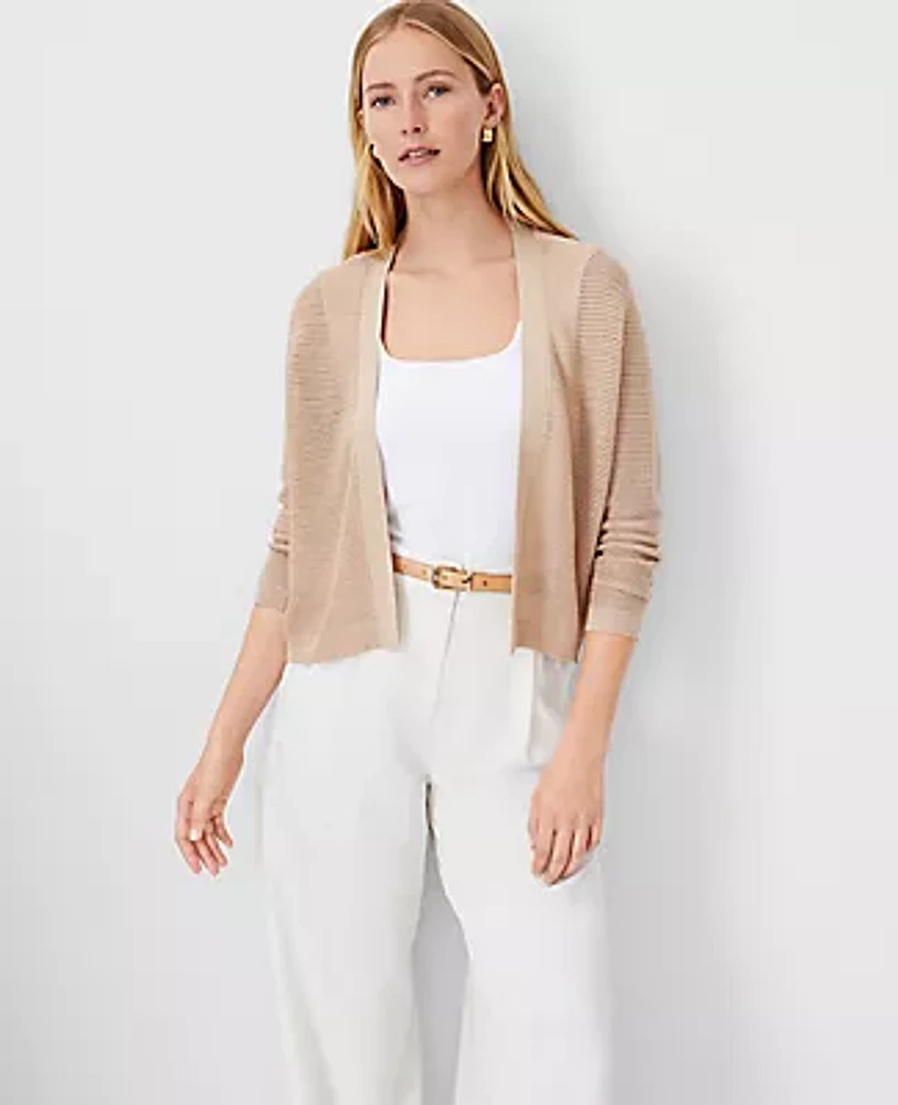 Ann Taylor Mesh Stitch Open Cardigan