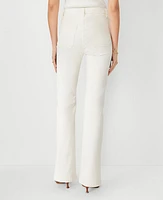 Ann Taylor Petite High Rise Patch Pocket Flare Jeans Ivory Women's