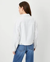 Ann Taylor Petite AT Weekend Relaxed Denim Trucker Jacket White Women's