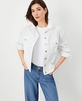 Ann Taylor Petite AT Weekend Relaxed Denim Trucker Jacket White Women's