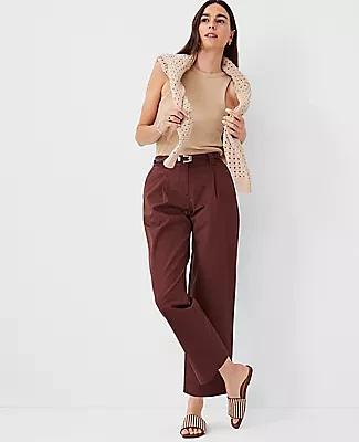 Ann Taylor AT Weekend Relaxed Roll Cuff Straight Pants Twill