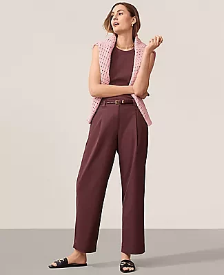 Ann Taylor AT Weekend Relaxed Roll Cuff Straight Pants Twill