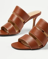 Ann Taylor Three Strap Leather Sandals Women's