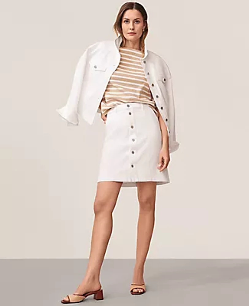 Ann Taylor AT Weekend Denim Skirt White