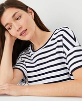 Ann Taylor AT Weekend Striped Top Night Sky Women's