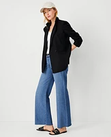 Ann Taylor AT Weekend Linen Blend Roll Sleeve Relaxed Blazer Women's