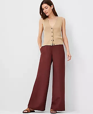 Ann Taylor The Pull On Palazzo Pant Linen Blend