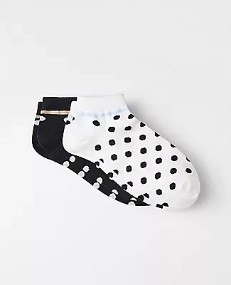 Ann Taylor Polka Dot Stripe Ankle Sock Set
