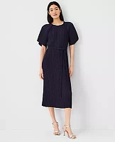 Ann Taylor Petite Plisse Belted Midi Dress