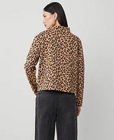 Ann Taylor Animal Print Mock Neck Top Tan Women's