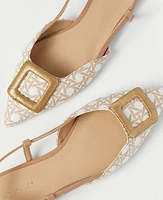 Ann Taylor Covered Buckle Slingback Flats White Women's