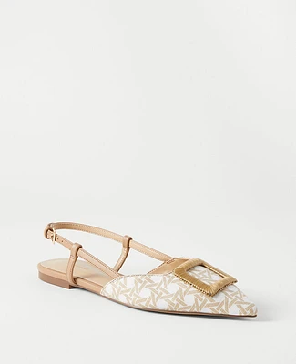 Ann Taylor Covered Buckle Slingback Flats White Women's