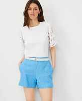 Ann Taylor Petite Eyelet Sleeve Pima Cotton T-Shirt Women's