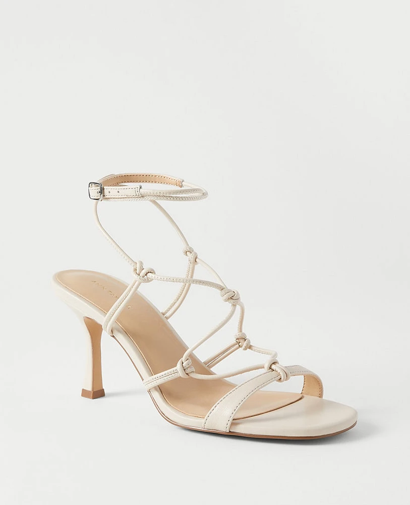 Ann Taylor Studio Collection Knotted Strappy Sandals Pearl Shadow Women's