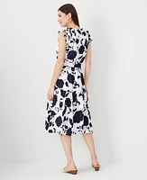 Ann Taylor Floral Ruffle Flare Midi Dress White Women's