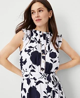 Ann Taylor Floral Ruffle Flare Midi Dress White Women's