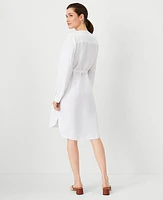 Ann Taylor AT Weekend Eyelet Linen Blend Shirtdress White Women's