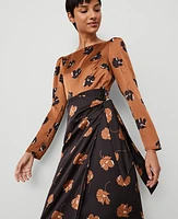 Ann Taylor Floral Boatneck Column Midi Dress Sahara Women's