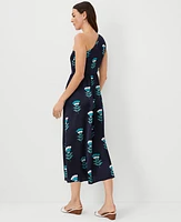 Ann Taylor Studio Collection Floral Silk One Shoulder Maxi Dress Night Sky Women's