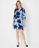 Ann Taylor Petite Floral Boatneck Flare Dress