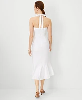 Ann Taylor Linen Blend Halter Midi Dress White Women's