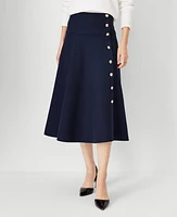 Ann Taylor Petite Side Button Flare Skirt Night Sky Women's