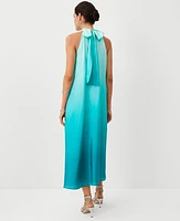 Ann Taylor Studio Collection Silk Halter Maxi Dress Cameleon Teal Women's