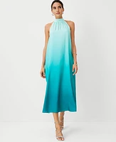 Ann Taylor Studio Collection Silk Halter Maxi Dress Cameleon Teal Women's