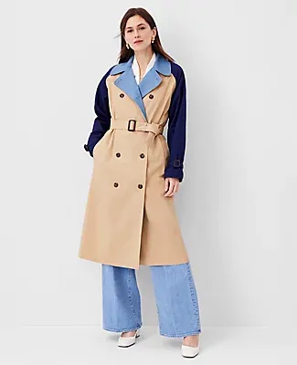 Ann Taylor Petite Colorblock Oversized Trench Coat
