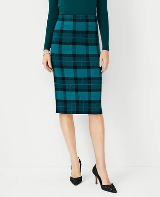 Ann Taylor Petite Plaid Jacquard Pencil Skirt Precious Emerald Women's