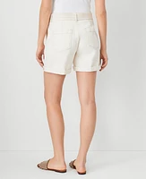 Ann Taylor AT Weekend Belted High Rise Denim Shorts Ivory Women's