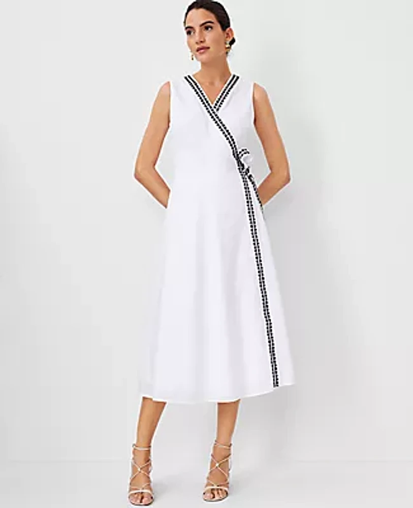 Ann Taylor Embroidered Midi Wrap Dress