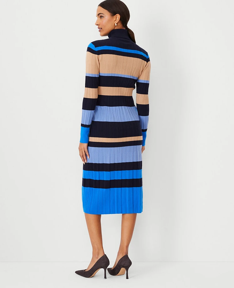 Ann Taylor Petite Striped Turtleneck Sweater Dress Women's