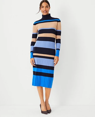 Ann Taylor Petite Striped Turtleneck Sweater Dress Women's