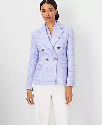 Ann Taylor The Petite Tailored Double Breasted Blazer Tweed