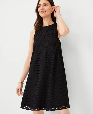 Ann Taylor Cotton Eyelet Halter Dress Black Women's