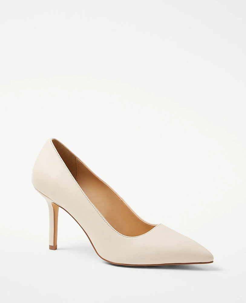 Ann Taylor Mae Leather Pumps Pearl Shadow Women's