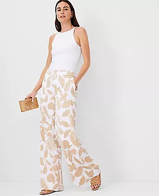Ann Taylor The Side Zip Palazzo Pant Tropical Satin