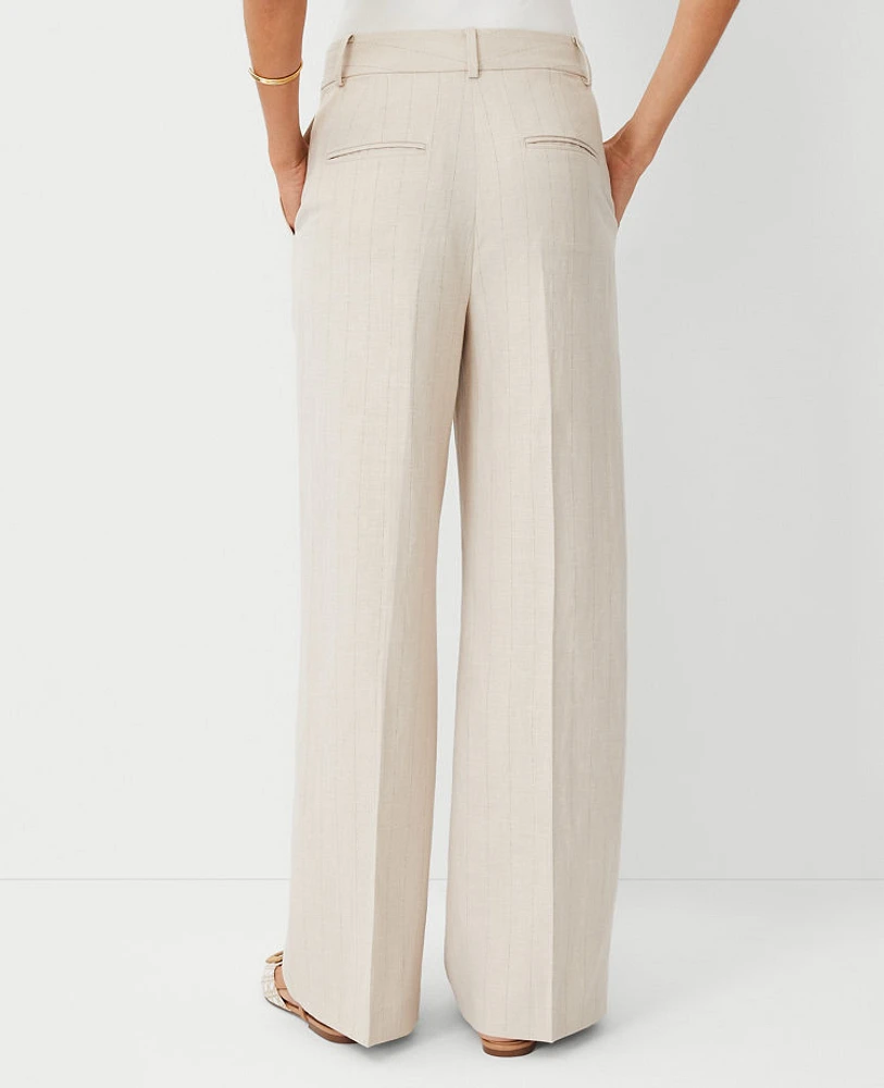 Ann Taylor The Wide Leg Pant Pinstripe Pearl Linen Women's