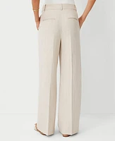 Ann Taylor The Wide Leg Pant in Pinstripe Size 14 Pearl Linen Women's