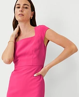 Ann Taylor Square Neck Cap Sleeve Sheath Dress Bold Pink Women's