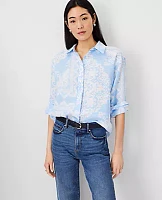 Ann Taylor Petite Tile Oversized Linen Shirt