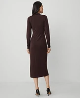 Ann Taylor V-Neck Sheath Midi Dress Pure Chocolate Women's