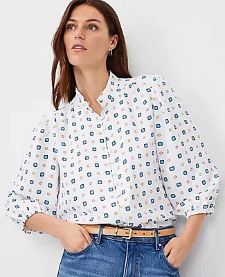 Ann Taylor Petite Geo Button Down Shirt